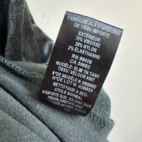 Theory Slim Turtleneck Velour Tank Dark Holly Green Small - Picture 9 of 11